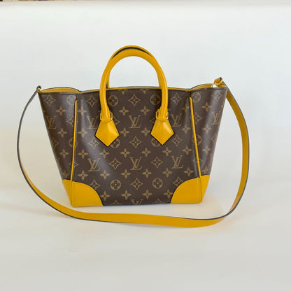 Louis Vuitton Monogram Shopper Tote Bag with Yellow Leather Trim