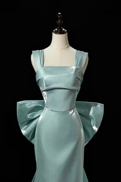 Mermaid Satin Long Prom Dress, Mermaid Evening Party Dress