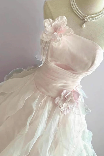 Pink A-Line Fashion Fairy Long Party Dress, Pink Evening Party Dress