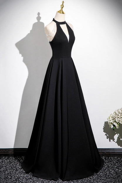 Black A-Line Prom Dress, Elegant A-Line Evening Party Dress