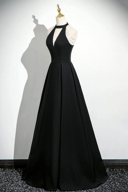 Black A-Line Prom Dress, Elegant A-Line Evening Party Dress