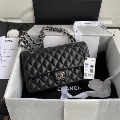 CHANEL CLASSIC HANDBAG Lambskin & Silver Metal