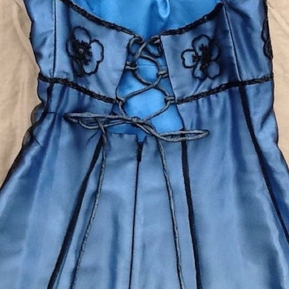 Blue Vintage Exquisite Elegant Beaded Suspender Long Satin Tulle Formal Ball Gown Evening Gown Party Dress Prom Gown gh3837