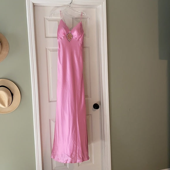 Pink Vintage Fashion Elegant Long Satin Ball Gown Evening Dress Party Dress gh3441