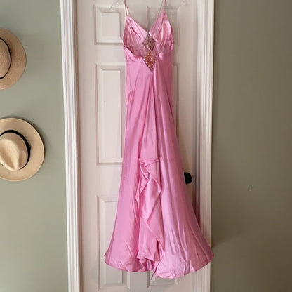 Pink Vintage Fashion Elegant Long Satin Ball Gown Evening Dress Party Dress gh3441