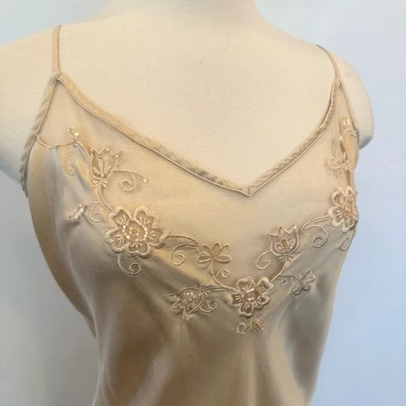 Champagne Victorian Style Exquisite Floral Embroidery Beading Spaghetti Strap Backless Long Satin Ball Gown Evening Dress Party Dress gh3924