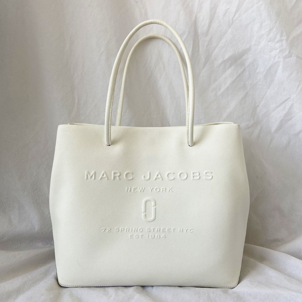 Marc Jacobs White Leather Shopper Tote Bag