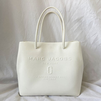 Marc Jacobs White Leather Shopper Tote Bag