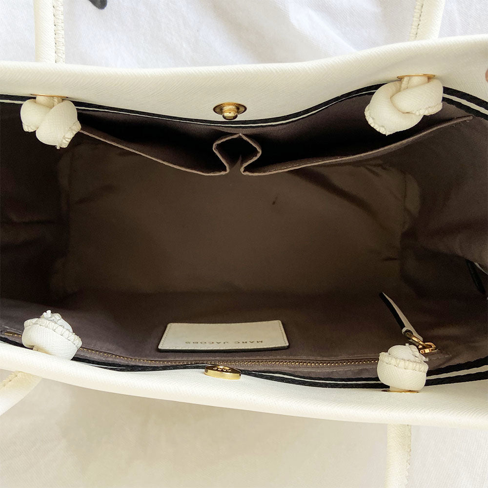 Marc Jacobs White Leather Shopper Tote Bag