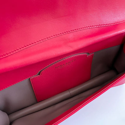 Nina Ricci Red Long Clutch With Gold Metal Detail