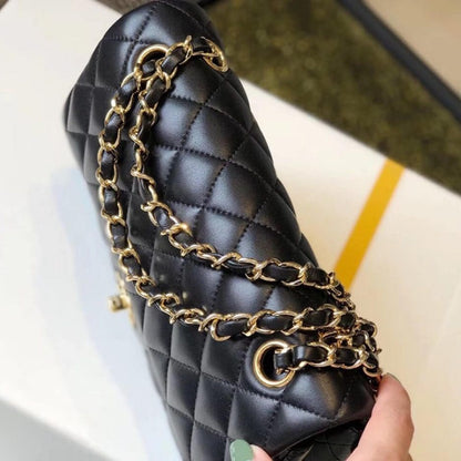 CHANEL SMALL CLASSIC HANDBAG LAMBSKIN & GOLD METAL