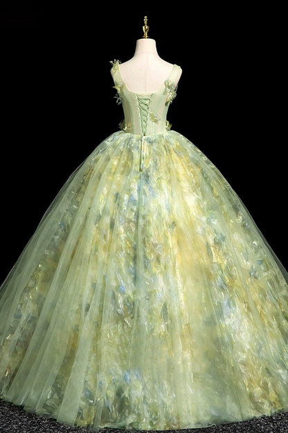 Green Tulle Long Prom Dress, Beautiful A-Line Evening Party Dress