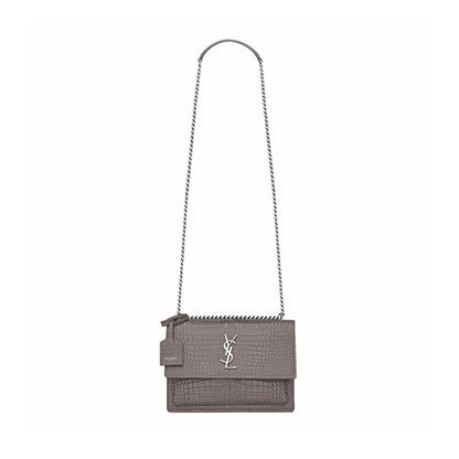 Saint Laurent Sunset Medium In Crocodile Embossed Shiny Leather