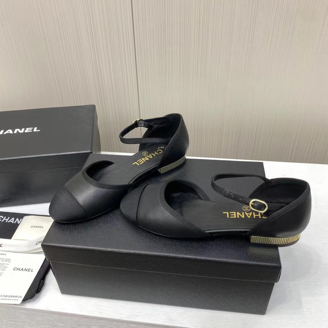 Chanel Black cutout flat