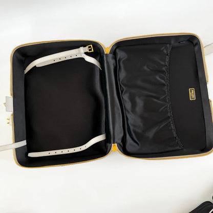 Prada Beige Leather Weekender Top Handle Bag