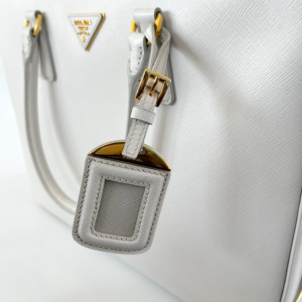 Prada Beige Leather Weekender Top Handle Bag