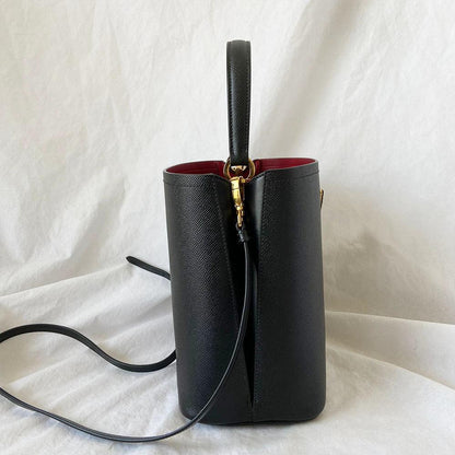 Prada Black Saffiano Leather Panier Top Handle Bag