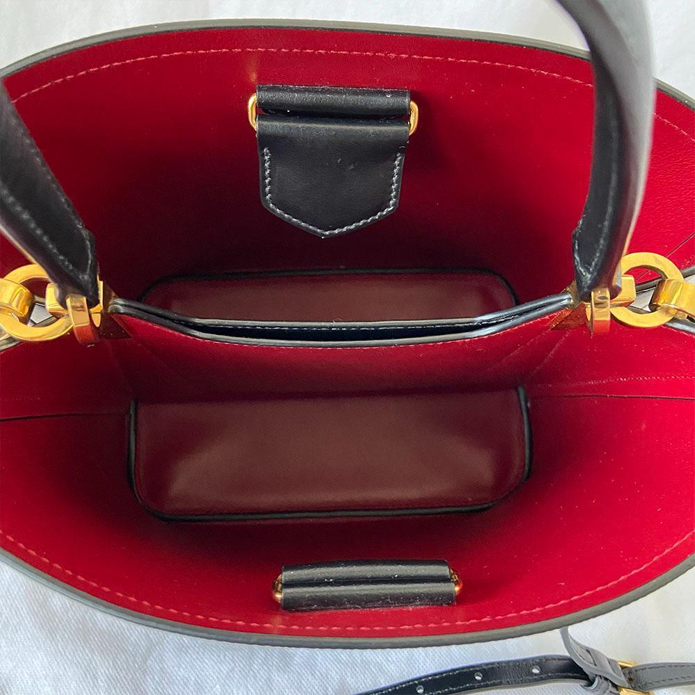 Prada Black Saffiano Leather Panier Top Handle Bag