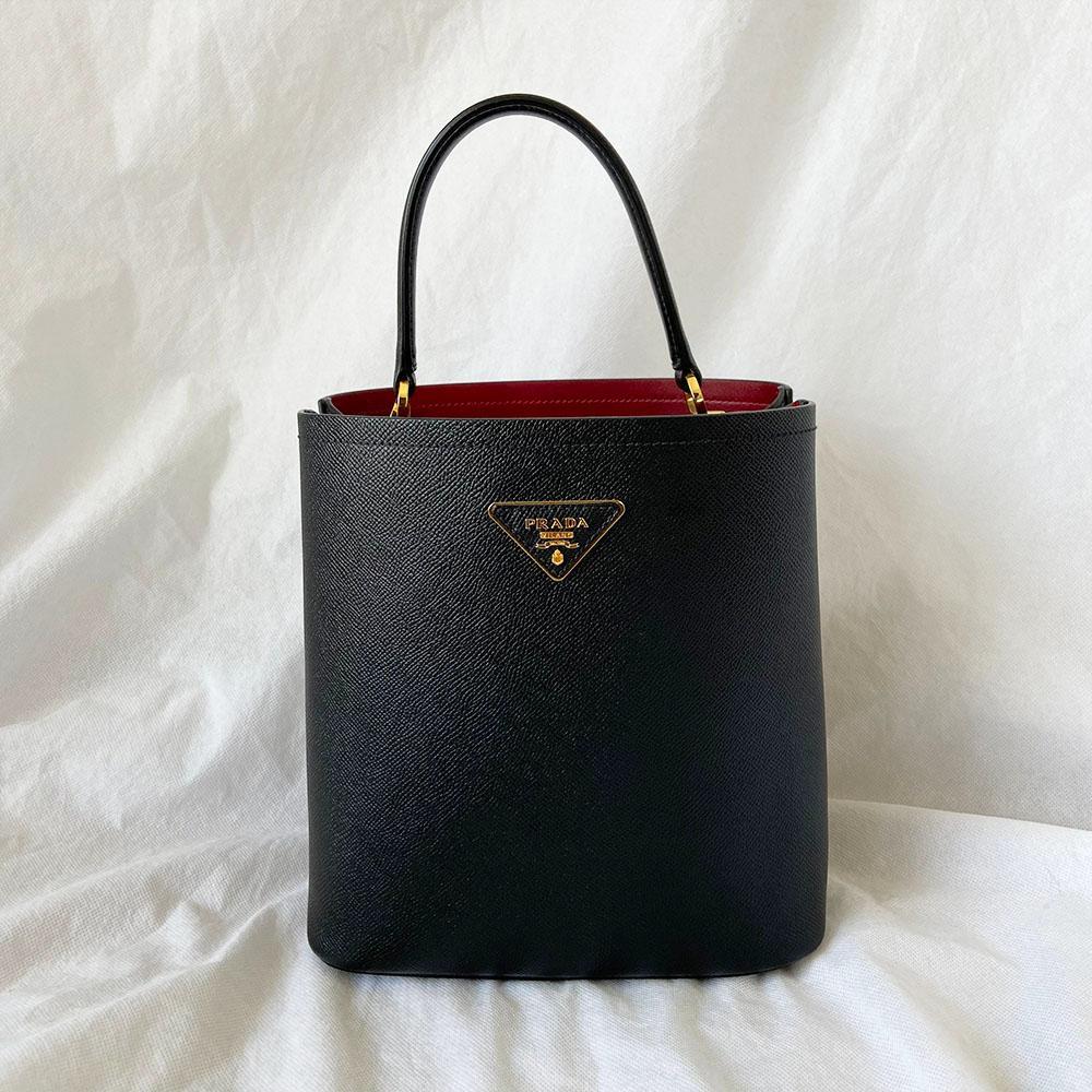 Prada Black Saffiano Leather Panier Top Handle Bag
