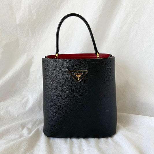 Prada Black Saffiano Leather Panier Top Handle Bag