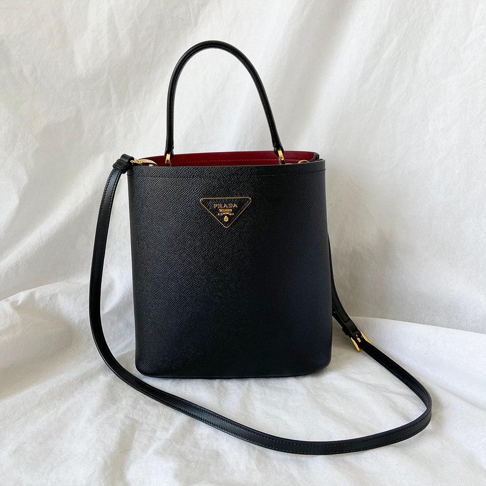 Prada Black Saffiano Leather Panier Top Handle Bag