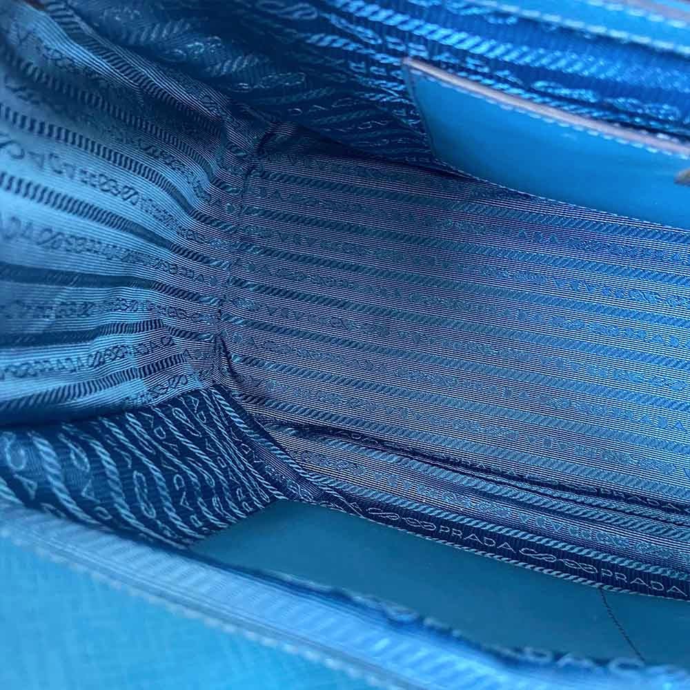 Prada Blue Bicolor Saffiano Lux Leather Medium Galleria Double Zip Tote