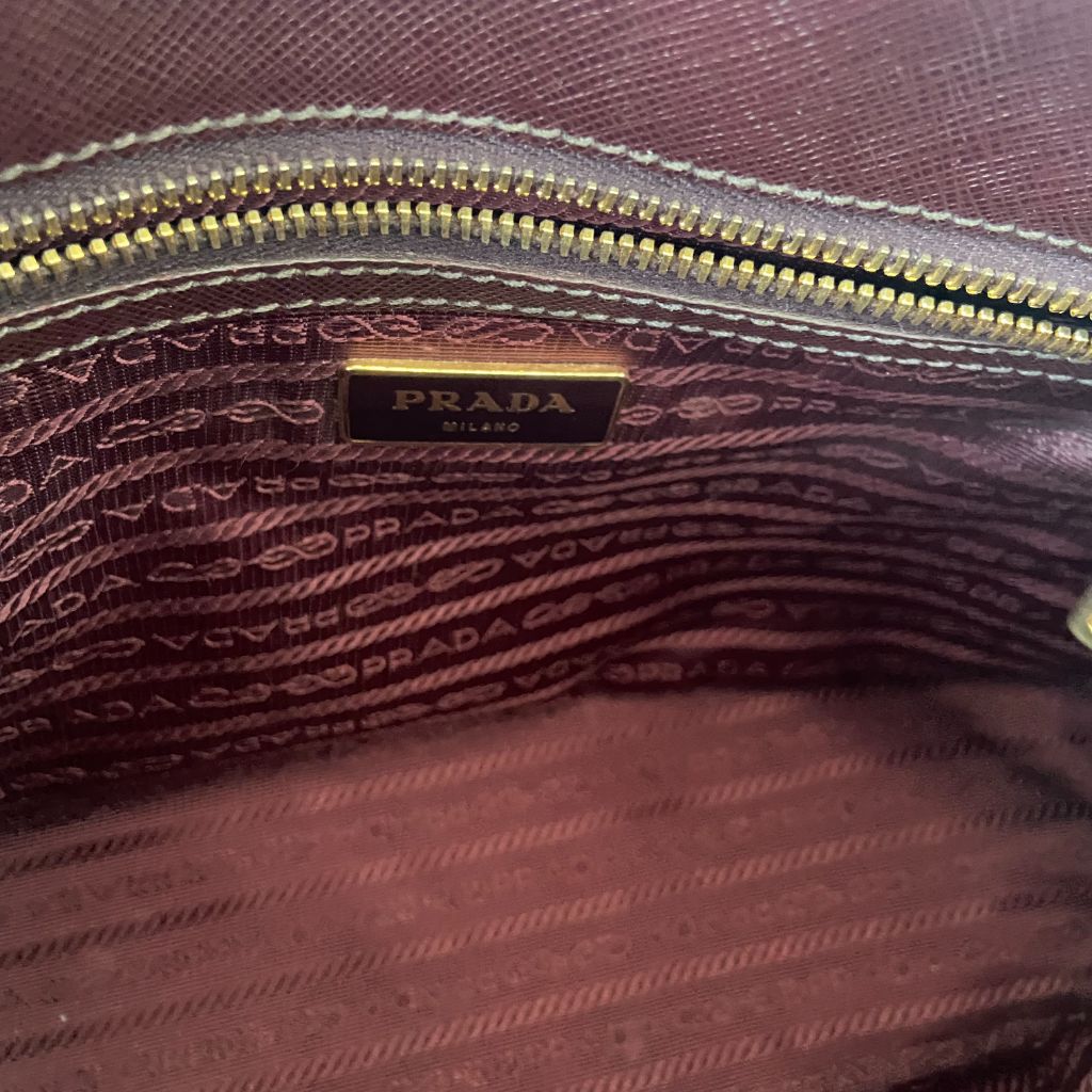 Prada Burgundy Saffiano Lux Leather Galleria Small Tote