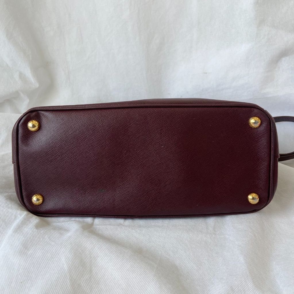 Prada Burgundy Saffiano Lux Leather Galleria Small Tote