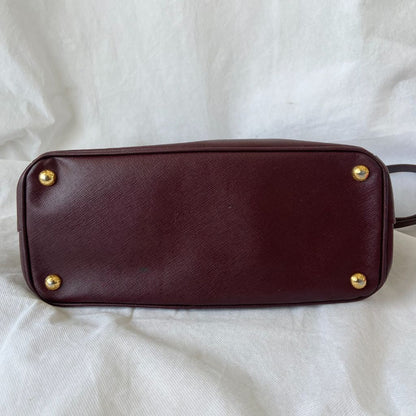 Prada Burgundy Saffiano Lux Leather Galleria Small Tote