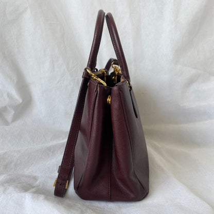 Prada Burgundy Saffiano Lux Leather Galleria Small Tote