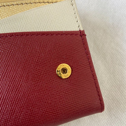 Prada burgundy Vitello Leather Flap Continental Wallet