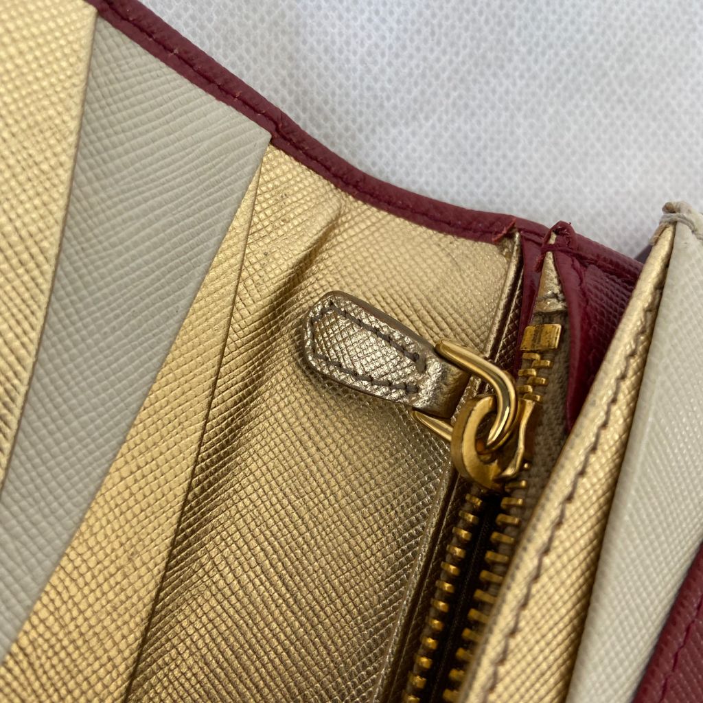 Prada burgundy Vitello Leather Flap Continental Wallet