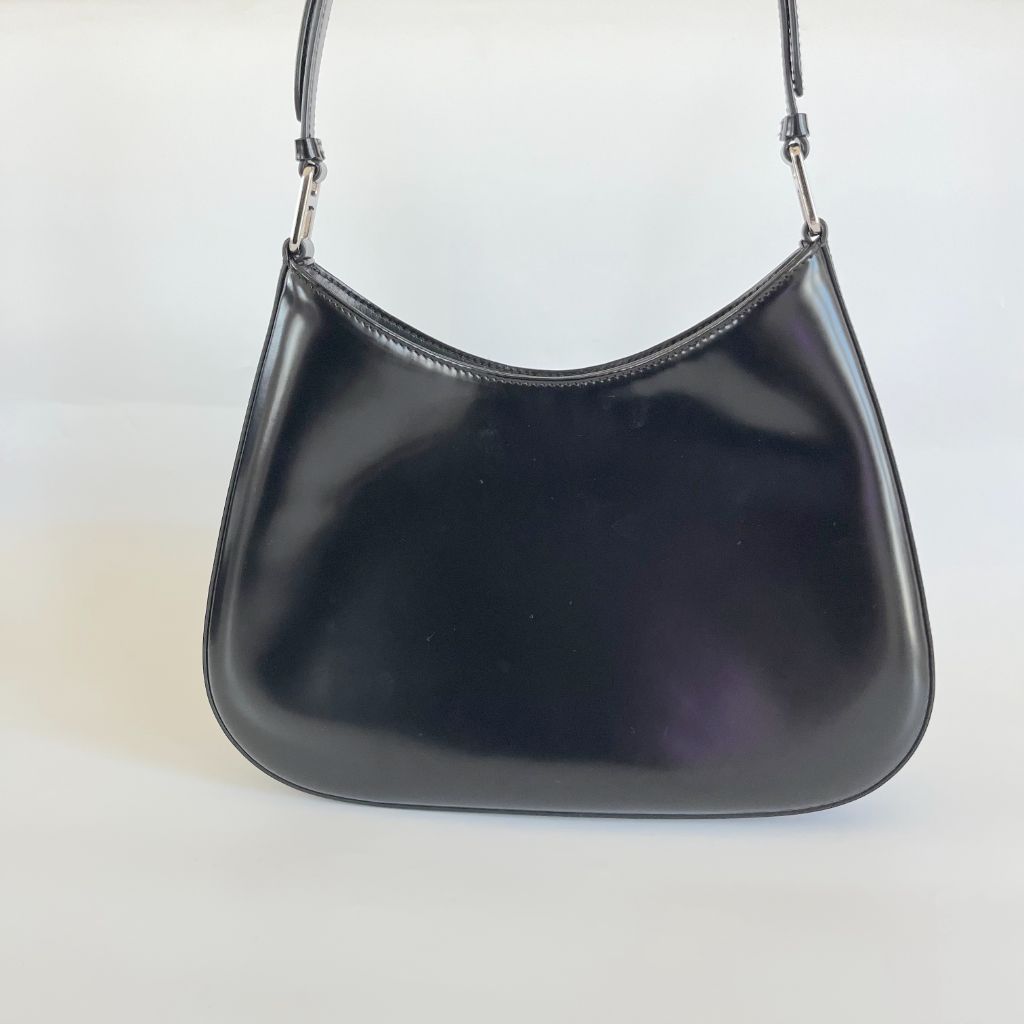 Prada Cleo Large Black Leather Shoulder Bag