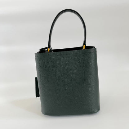 Prada Dark Green Logo Plaque Mini Bucket Bag