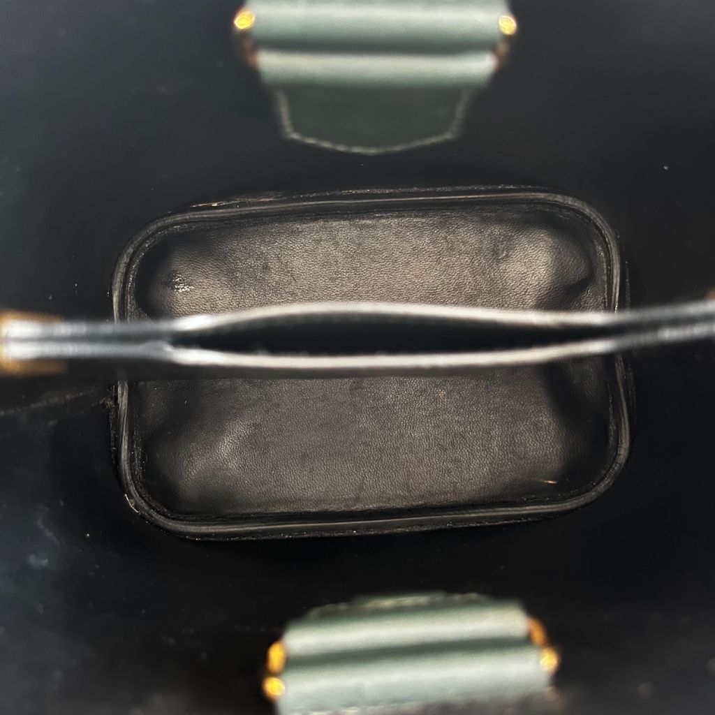 Prada Dark Green Logo Plaque Mini Bucket Bag