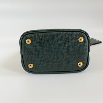 Prada Dark Green Logo Plaque Mini Bucket Bag