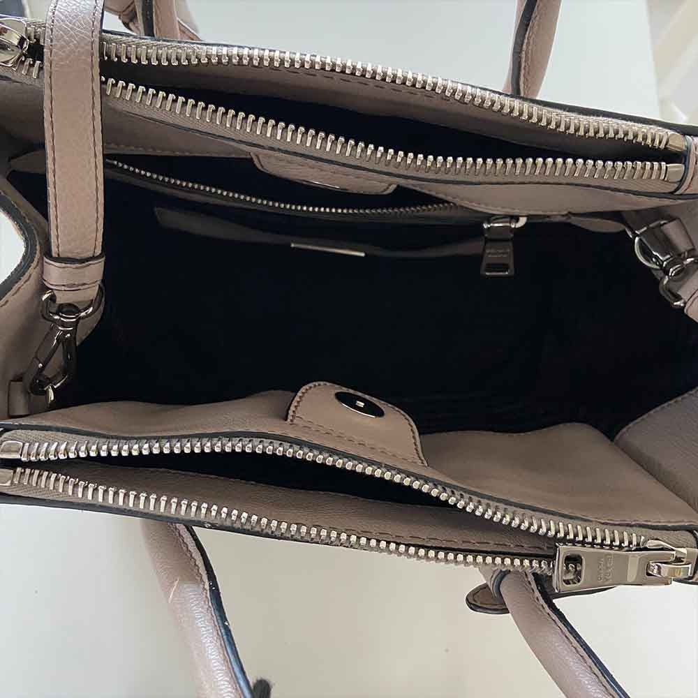 Prada Grey Leather Top Handle Khaki Bag