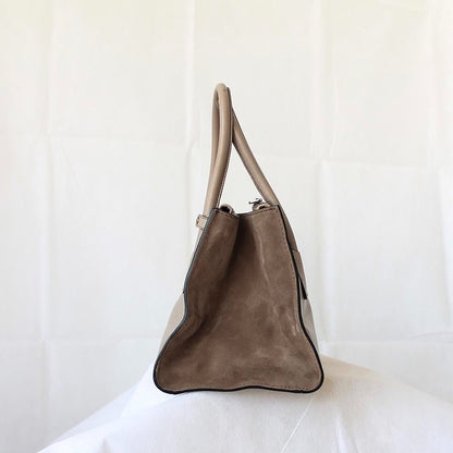 Prada Grey Leather Top Handle Khaki Bag