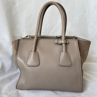 Prada Nude Leather Twin Pocket Double Handle Tote Bag