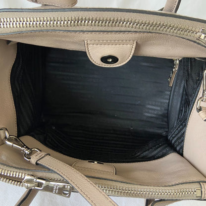 Prada Nude Leather Twin Pocket Double Handle Tote Bag