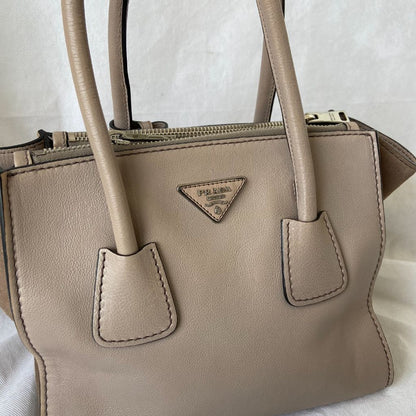 Prada Nude Leather Twin Pocket Double Handle Tote Bag