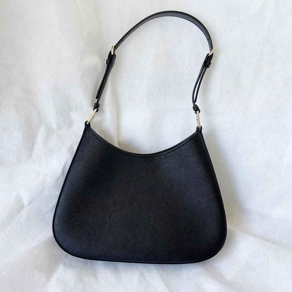 Prada triangle logo cleo bag in saffiano black leather