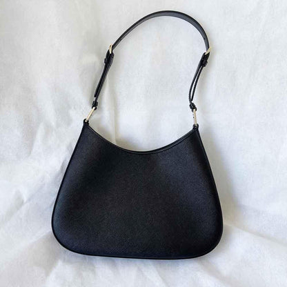 Prada triangle logo cleo bag in saffiano black leather