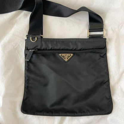 Prada Triangle Logo Shoulder Bag in Re-Nylon & Saffiano Leather