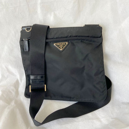 Prada Triangle Logo Shoulder Bag in Re-Nylon & Saffiano Leather