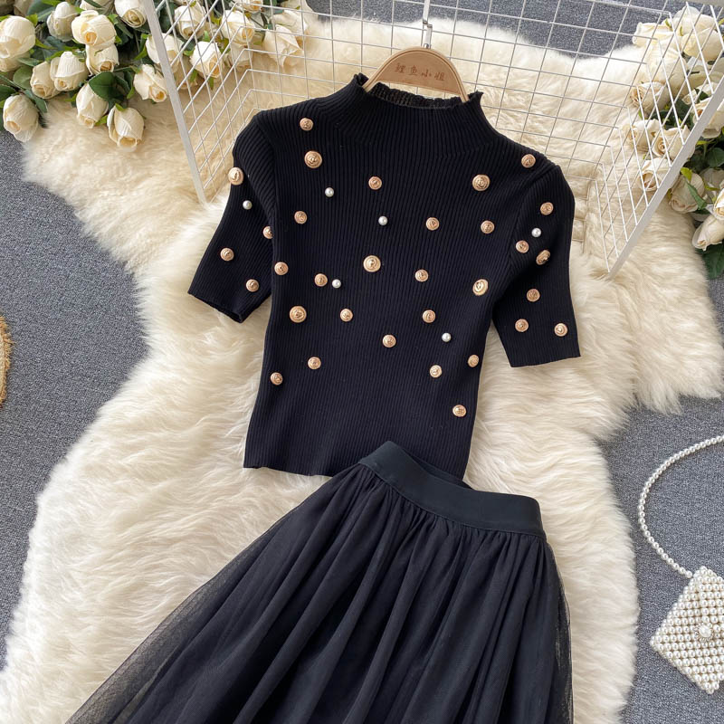 Black A line two pieces dress black fashion dress  400