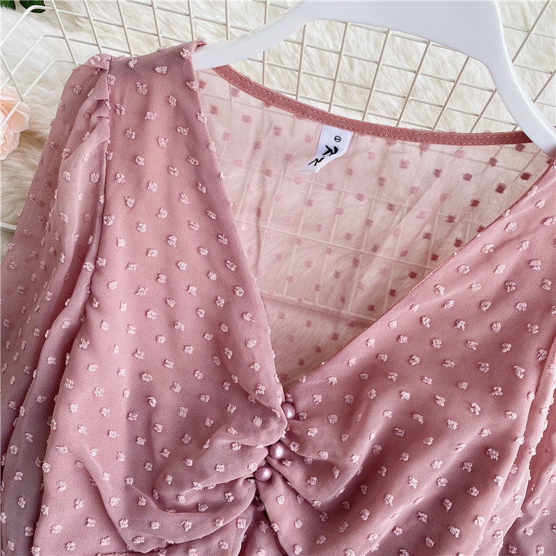 Cute v neck long sleeve crop tops  311