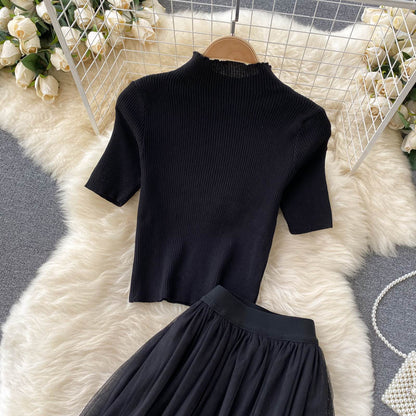 Black A line two pieces dress black fashion dress  400