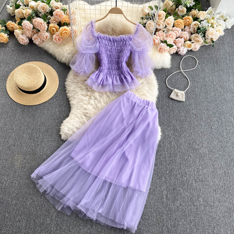 Cute tulle two pieces dress fashion dress  631