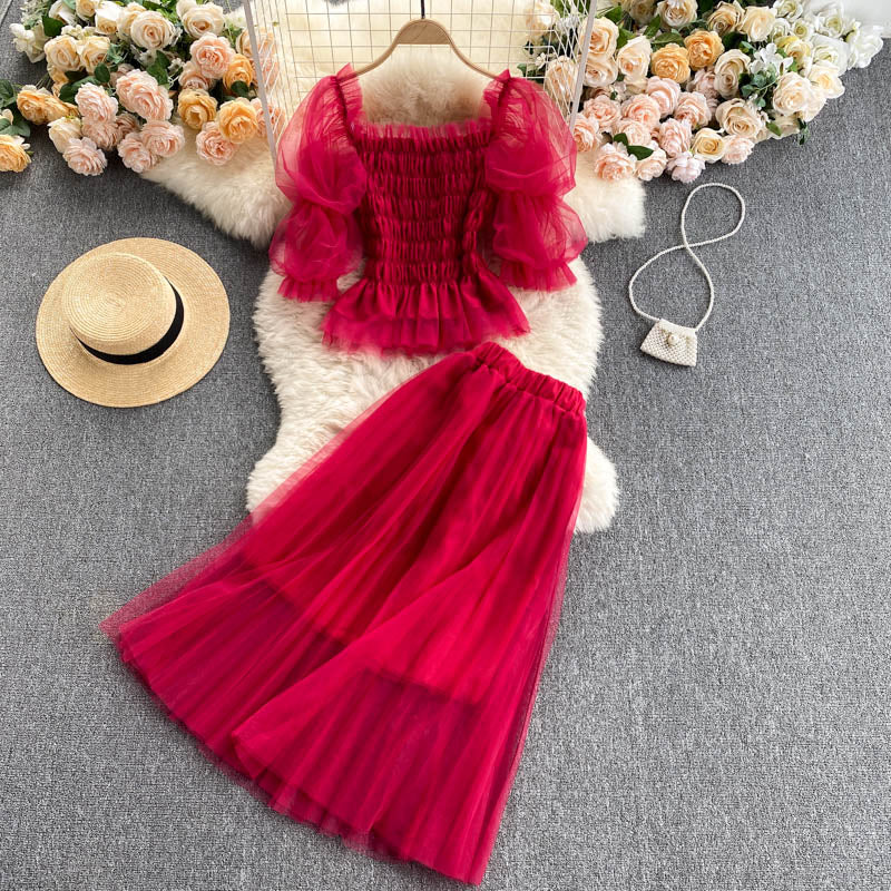 Cute tulle two pieces dress fashion dress  631